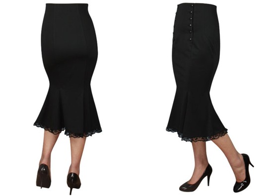 Double Button Skirt, black