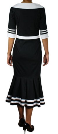 Fishtail Sailor Style Dress, black, Gr. 46