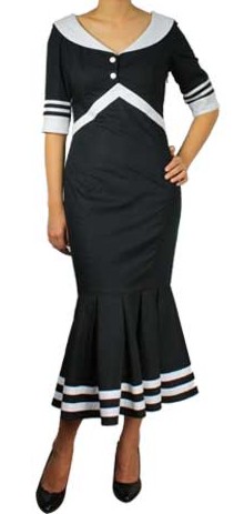 Fishtail Sailor Style Dress, black, Gr. 46