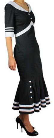 Fishtail Sailor Style Dress, black, Gr. 46