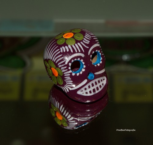 Mexican Hand Painted Skull - Dia de los Muertos - Purpura